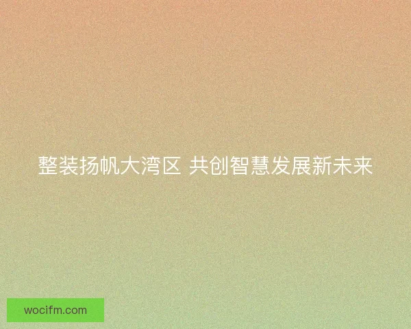 整装扬帆大湾区 共创智慧发展新未来